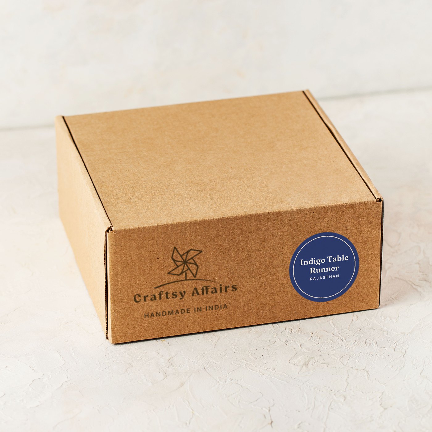 Bagru Indigo Table Runner in Craftsy Affairs packaging