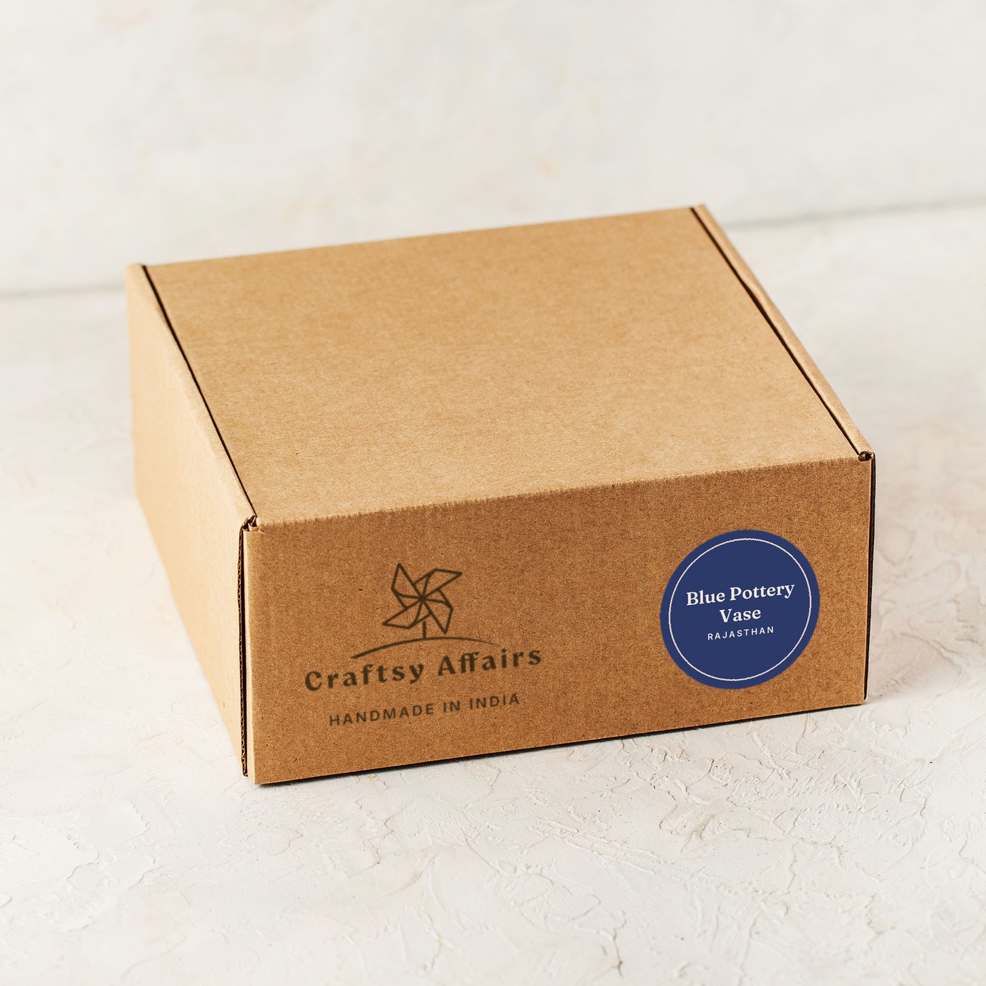 Jaipur Blue Pottery Vase in Craftsy Affairs packaging