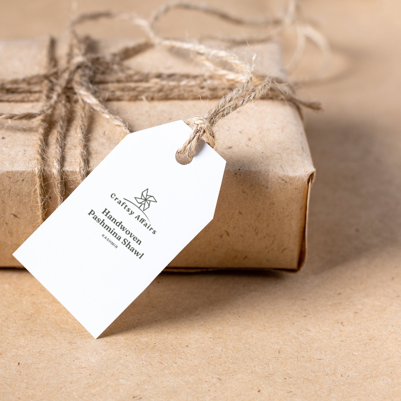 Handwoven Pashmina Shawl, Ivory in Craftsy Affairs packaging